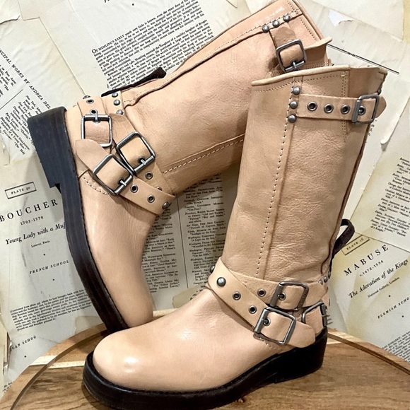 Free People We The Free Janey Engineer Buckle Boot Nude Tan Fawn - Picture 6 of 8